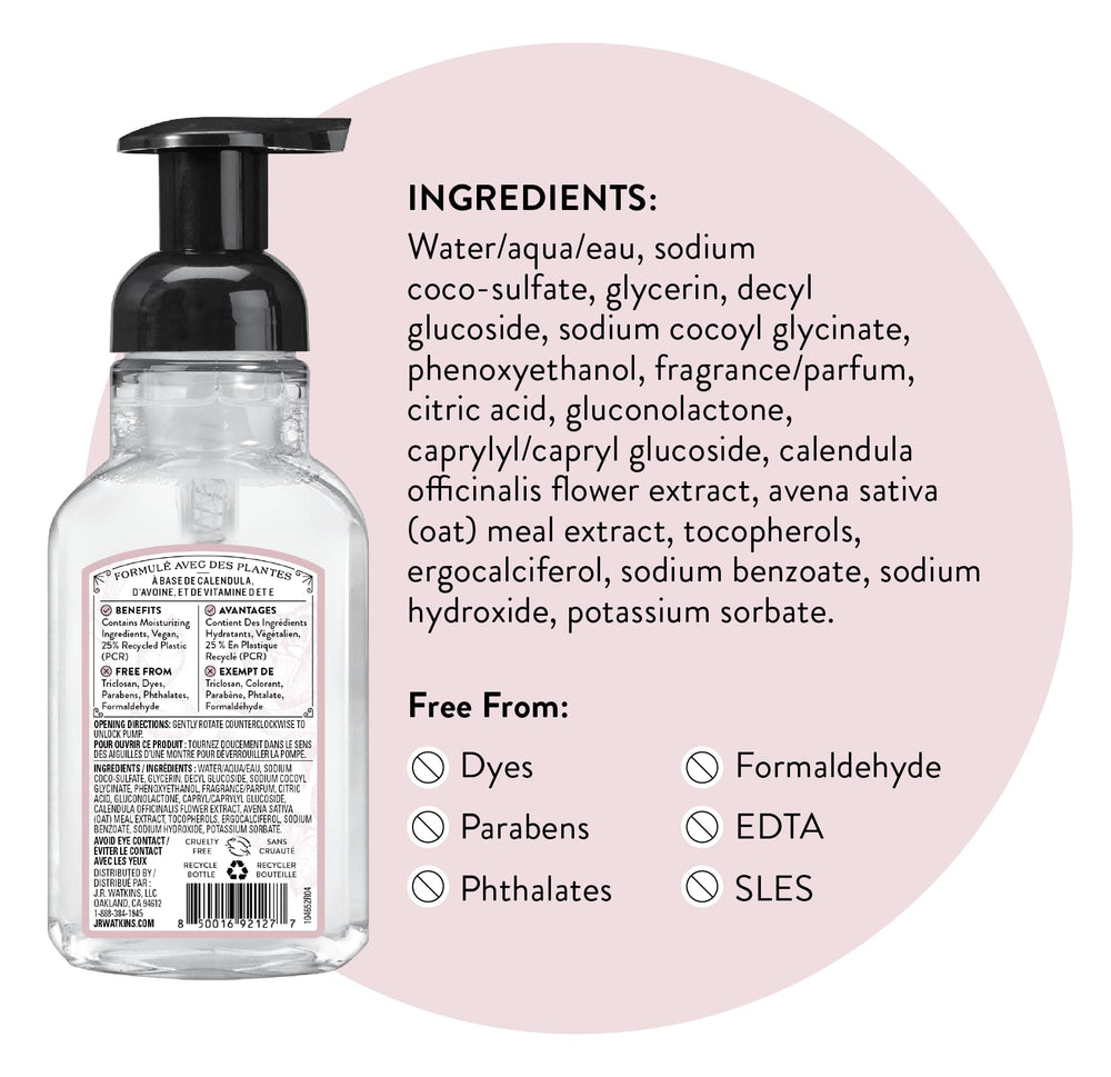 J.R. Watkins rosewater fragrance close-up highlights soothing aroma.