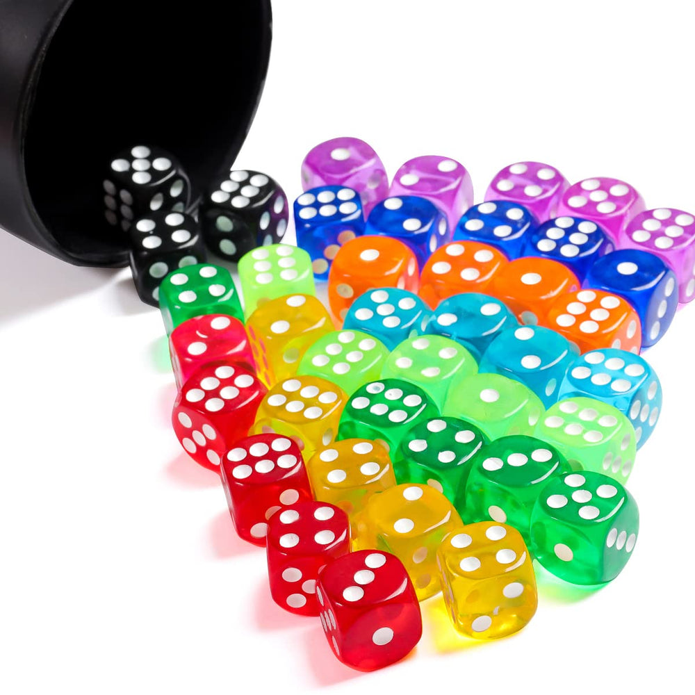 Jrceliy classroom activity with multi-colored dice for learning games.