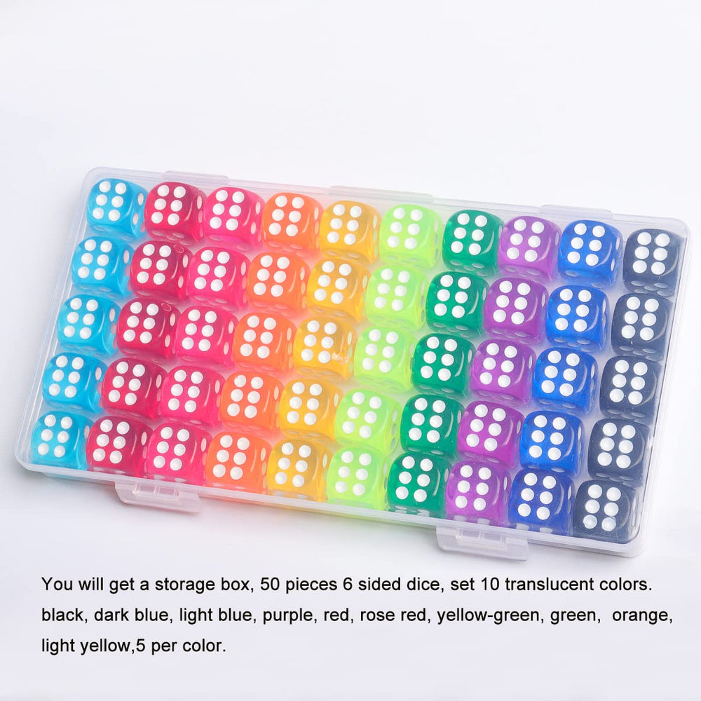 Jrceliy dice for family game night adds color to play.