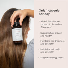 JSHealth Hair Growth capsules close-up for easy daily intake.