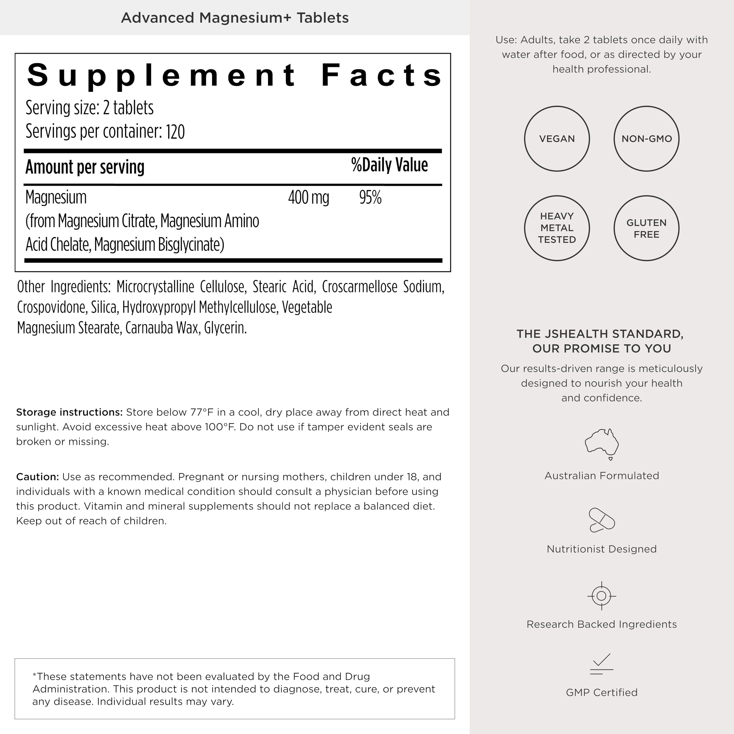 JSHealth magnesium supports muscles, bones, energy, and heart health.