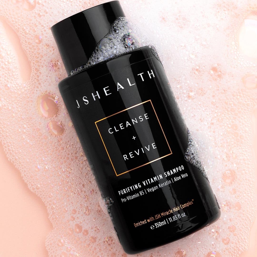 JSHealth Vitamin Shampoo on color-treated hair helps preserve vibrant color.