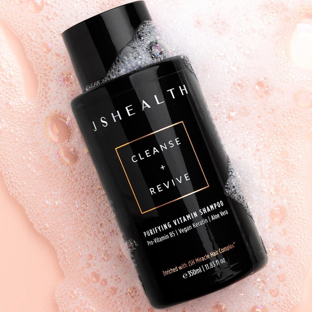 JSHealth Vitamin Shampoo on color-treated hair helps preserve vibrant color.