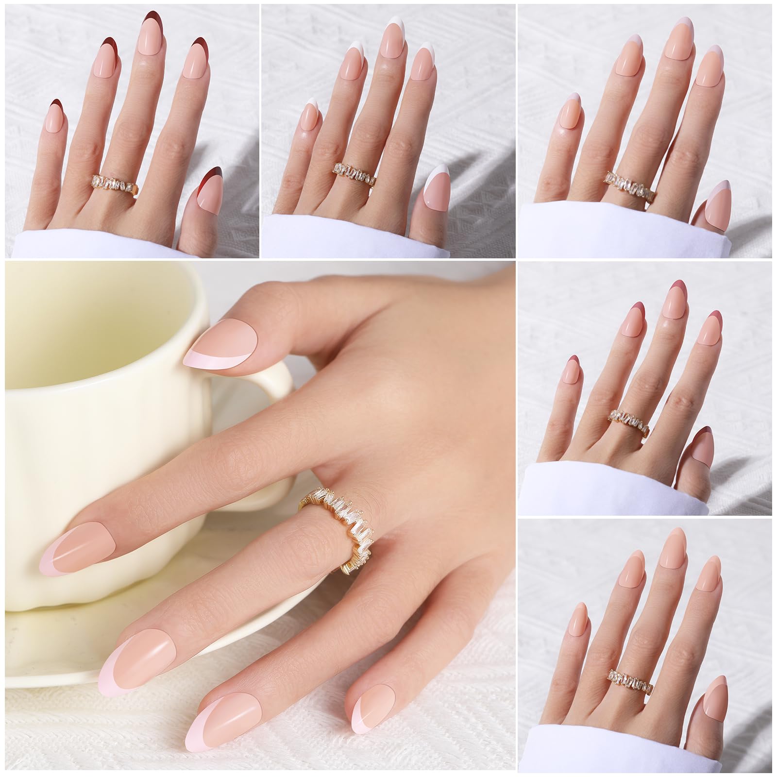 Six-color Jsiallye French press-on nails offering versatile styles for any outfit or occasion.