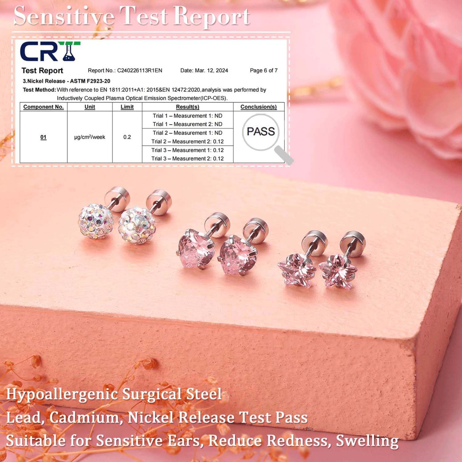 Jstyle surgical steel earrings are nickel-free for sensitive ears.