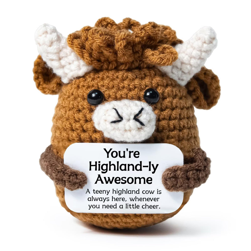 Jubilora Highland Cow mini desk decor plush adds calm to your workspace