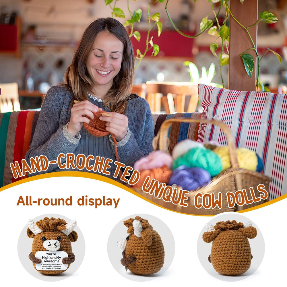 Jubilora soft yarn Highland Cow plush for comforting moments