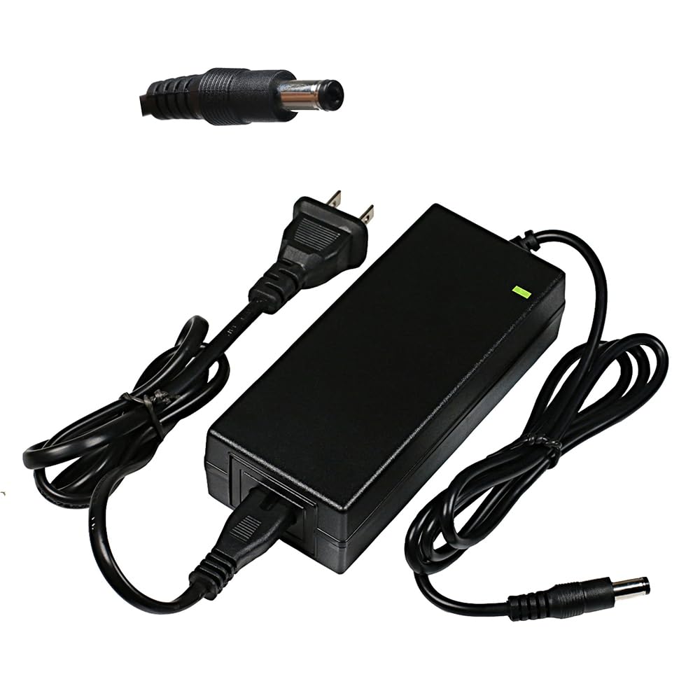 Jucuwe 42V 2A adapter front view, durable ABS housing for reliable charging.