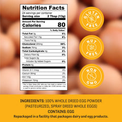 Judee's Gluten Free dried egg powder pour showing easy water rehydration for omelets.