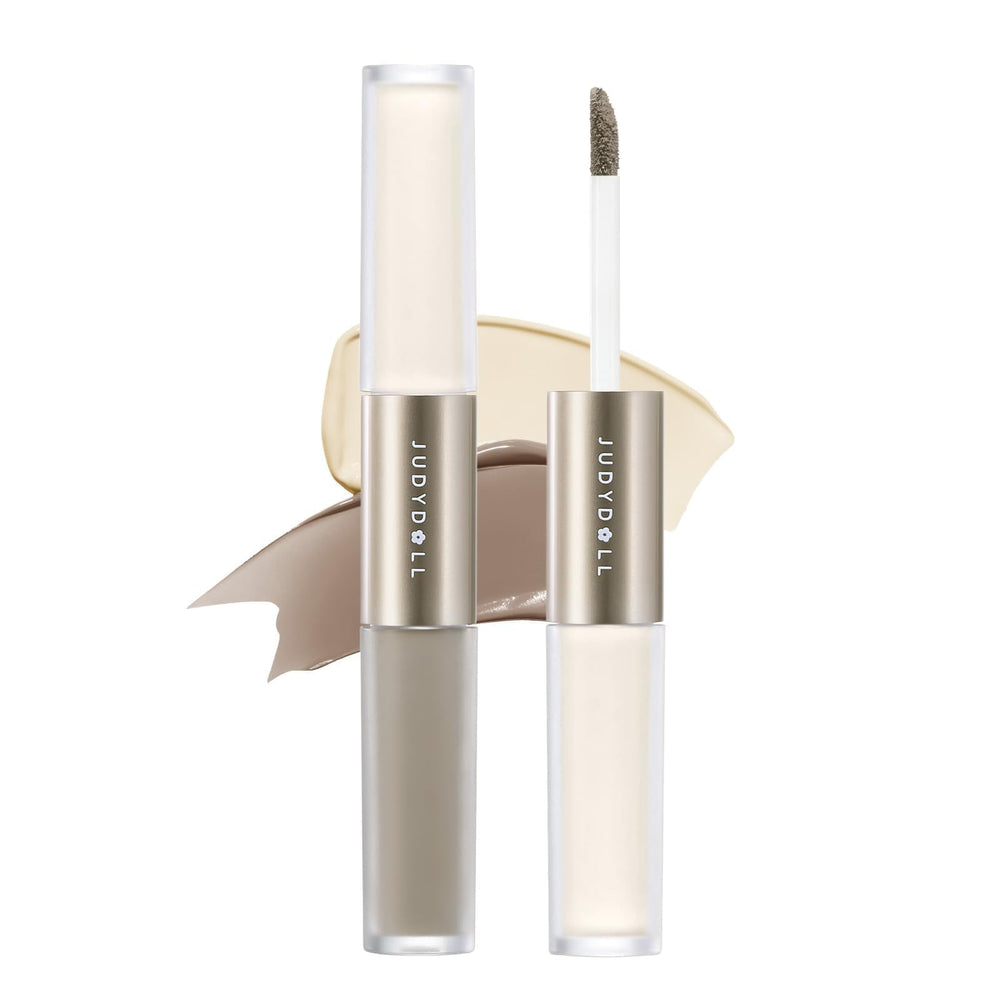 Judydoll liquid contour and under-eye brightening packaging shown for portable use.