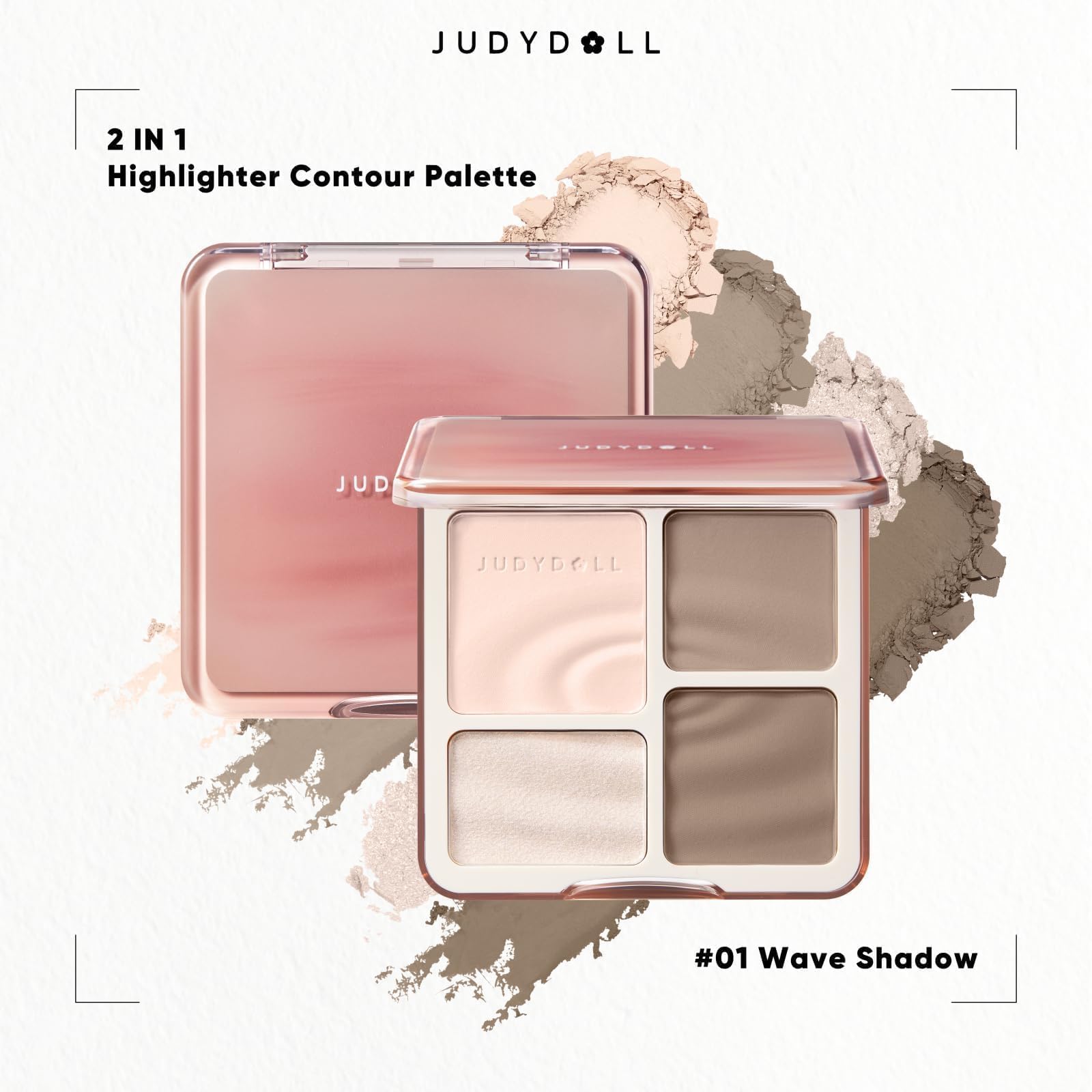 JUDYDOLL slim mirrored compact ideal for on-the-go touch-ups