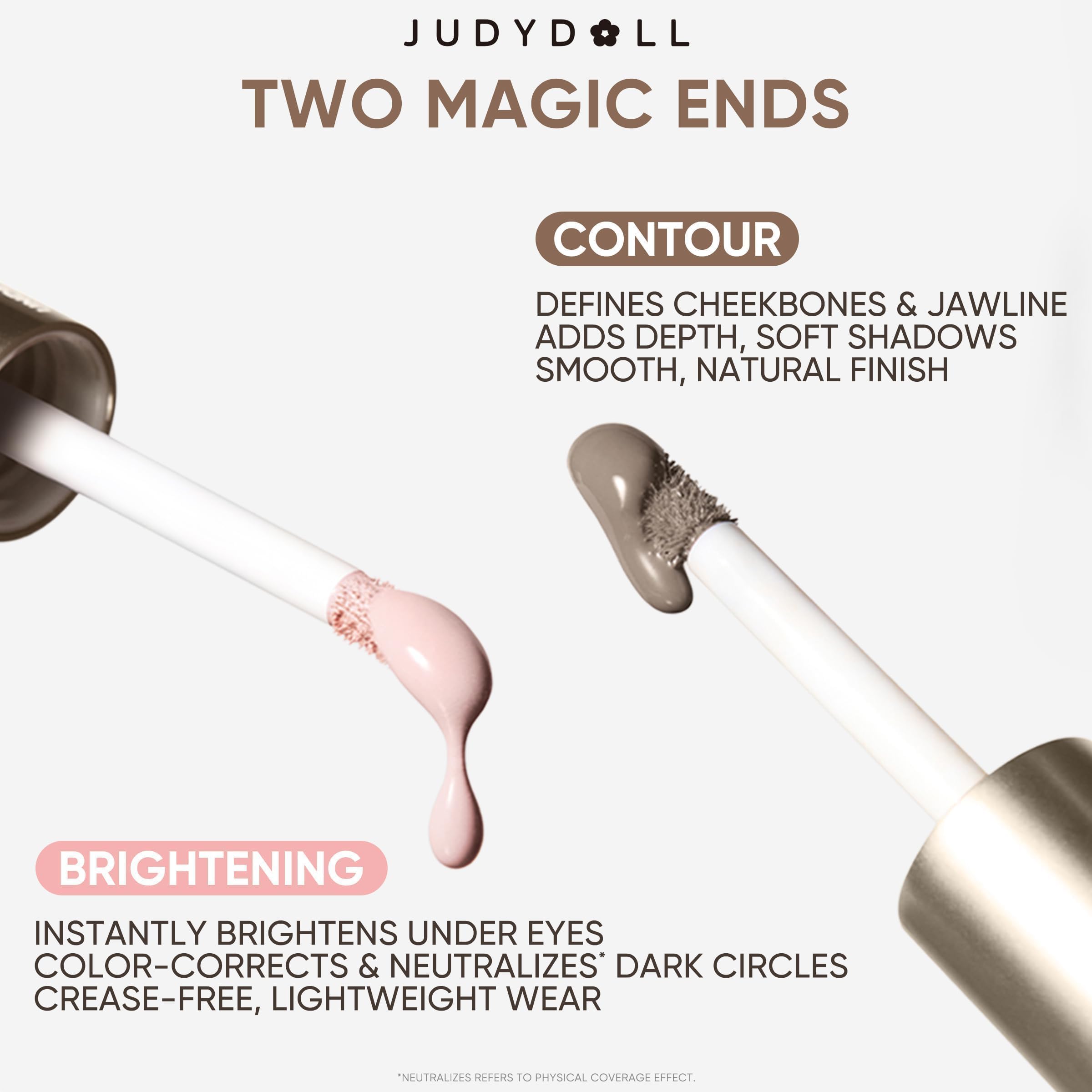 Judydoll under-eye brightener being applied with creamy, comfortable glide.