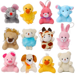 Mini plush animal keychains clip from eggs to decorate backpacks.