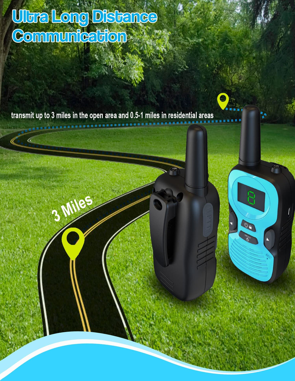 Jueion Walkie Talkies for Kids with one touch call button for quick communication