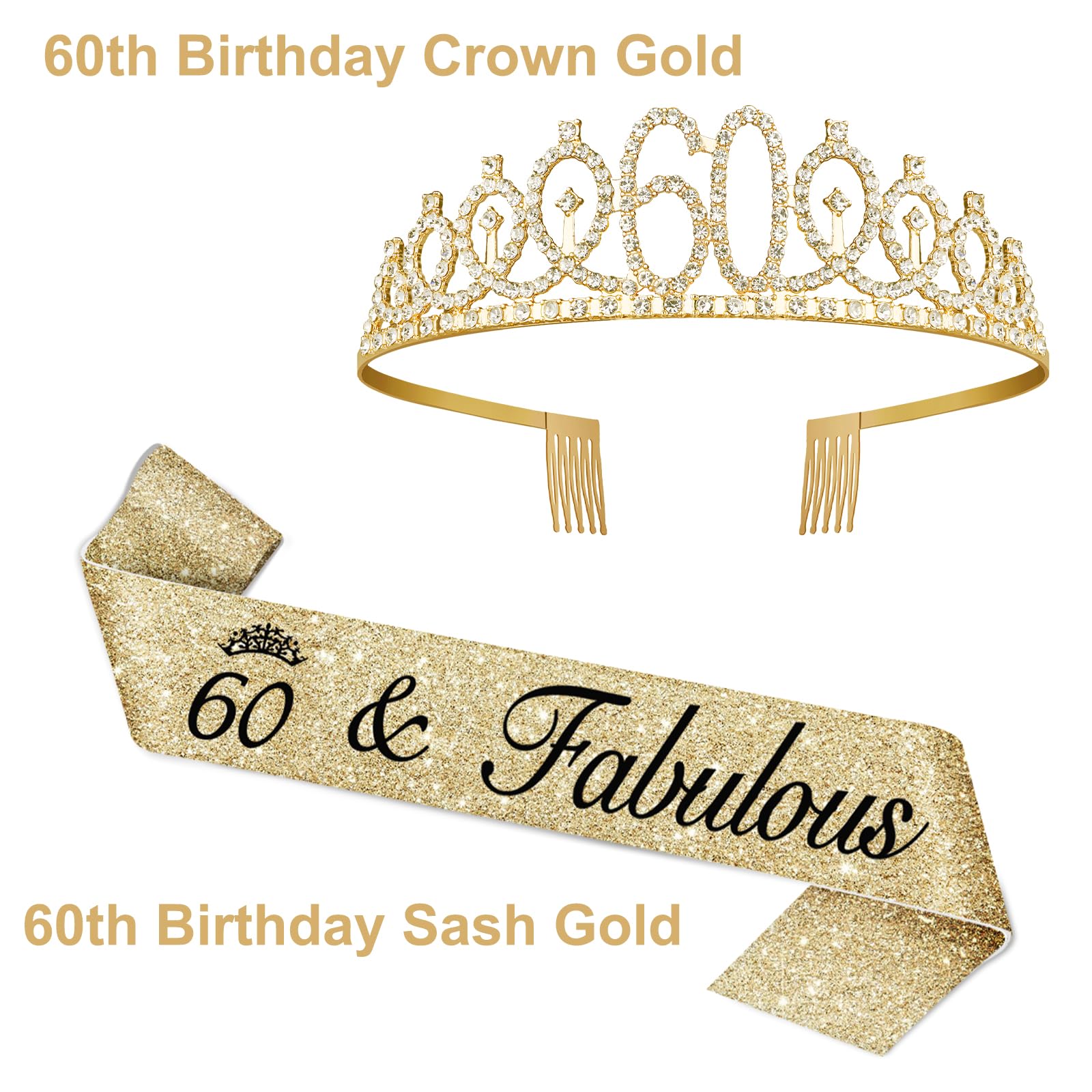 Juesly gold 60th embellishments enhance theme and guest vibes