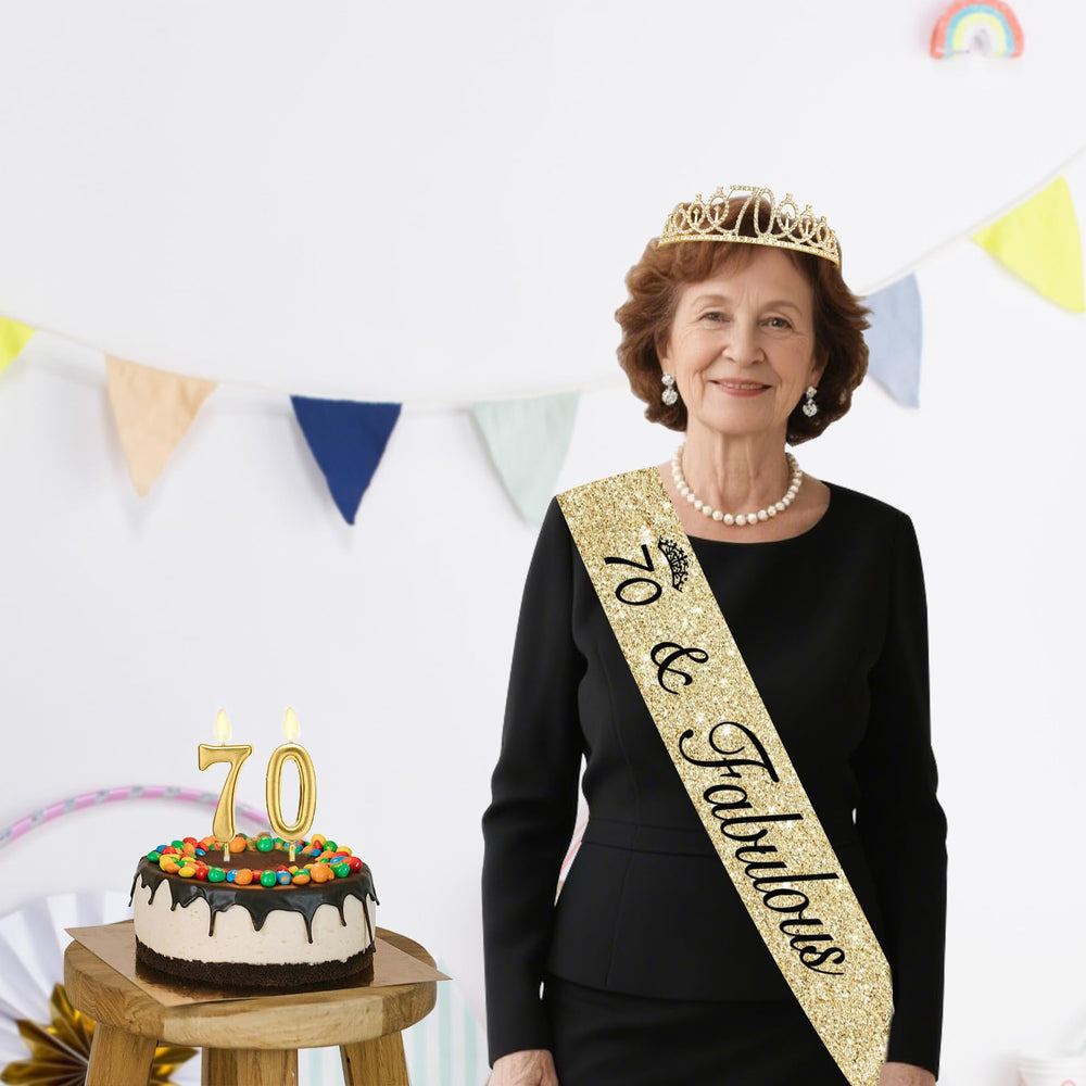 Juesly gold 70th birthday gift set for a memorable party moment