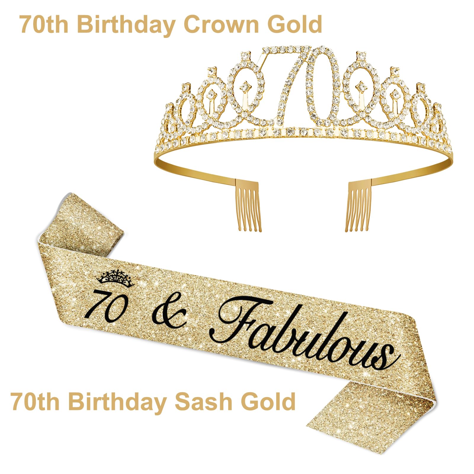 Juesly gold 70th birthday candles with pearl-like glow for the cake