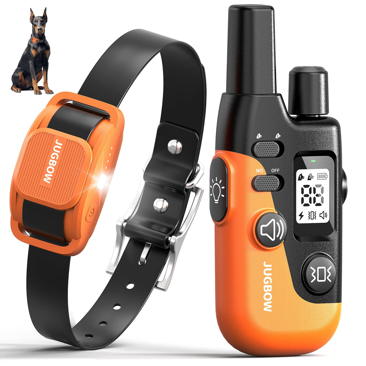 Jugbow dog shock collar with remote, long-range training up to 4200 feet.