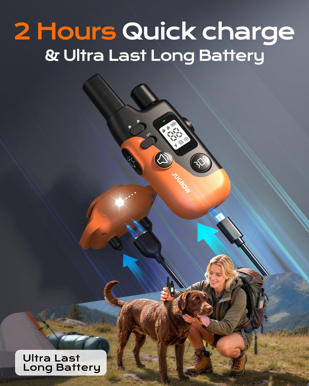 Jugbow LED lighting helps locate your dog at night and improve safety.