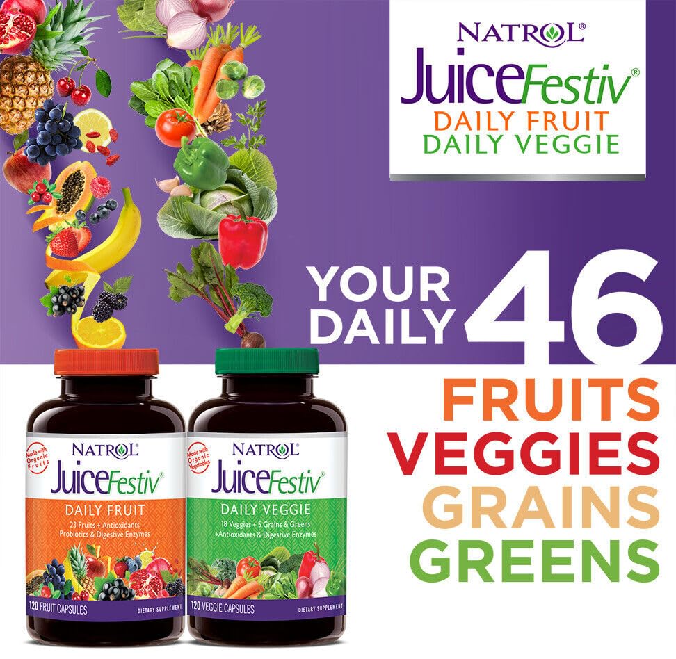 Juice Festiv packaging highlights organic fruit and veggie capsules for daily convenience