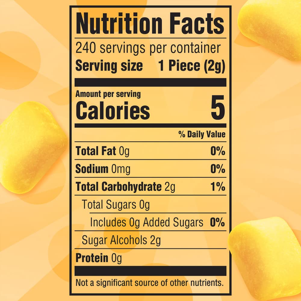 Juicy Fruit Gum sugar-free bottle side highlights resealable design for lasting freshness.