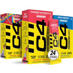 Juicy Mixes C4 Performance Energy variety pack box, convenient for on-the-go fueling and flavor exploration.