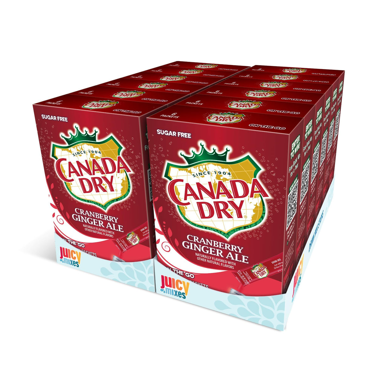 Juicy Mixes Canada Dry powder drink mix cranberry ginger ale 72 sticks for sugar-free hydration