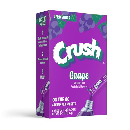Pouring Crush Grape into water for a refreshing, sugar-free drink