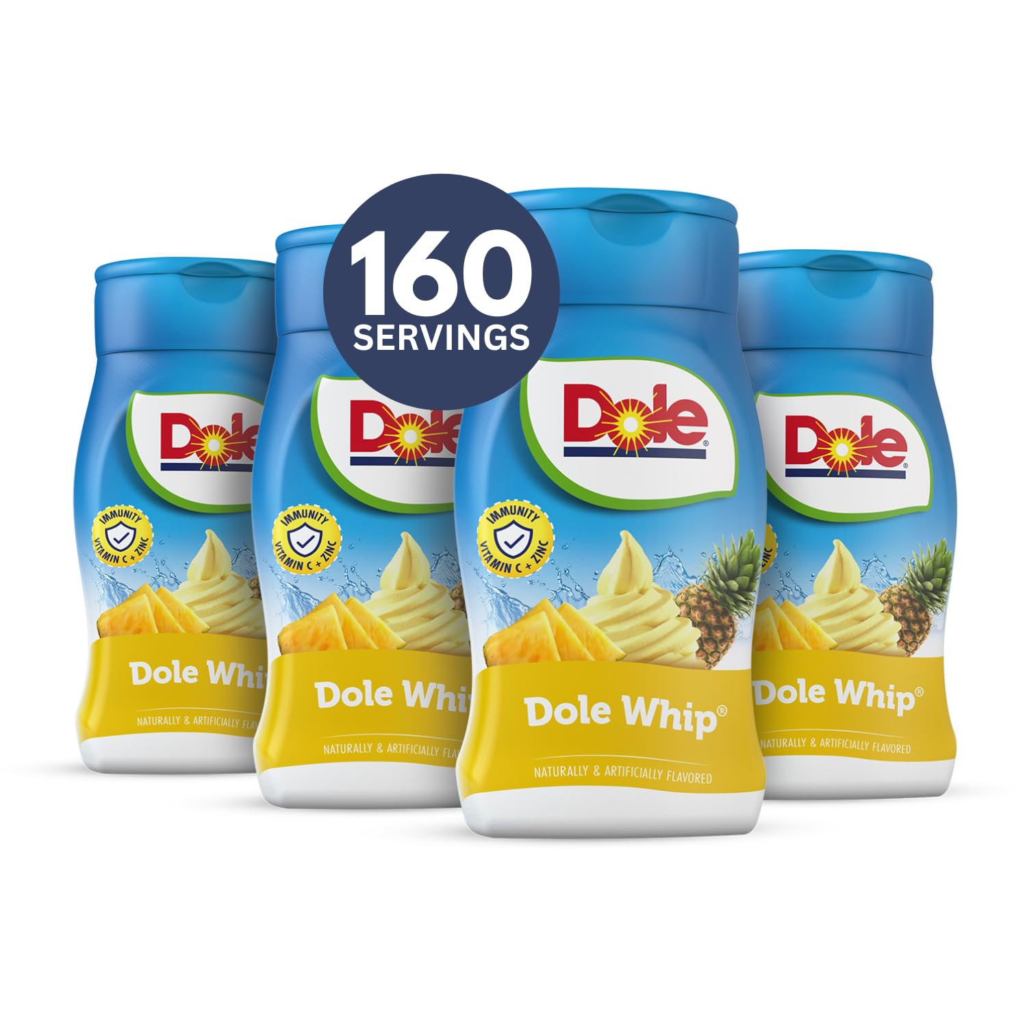 Juicy Mixes Dole Pineapple Whip bottle pour for quick tropical hydration.