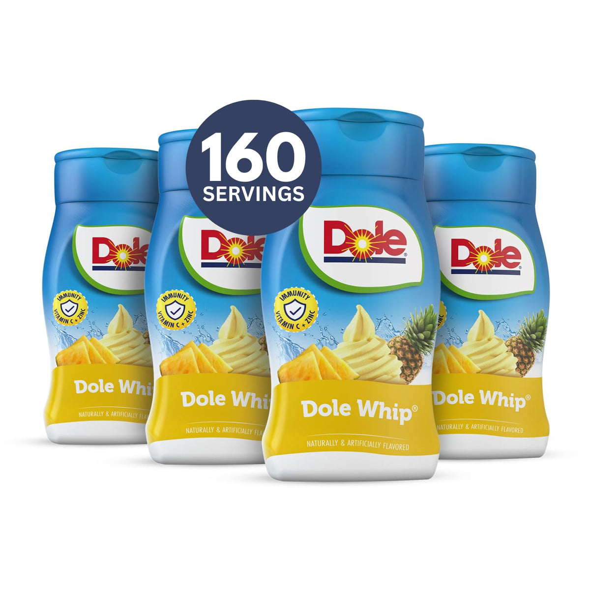 Juicy Mixes Dole Pineapple Whip bottle pour for quick tropical hydration.