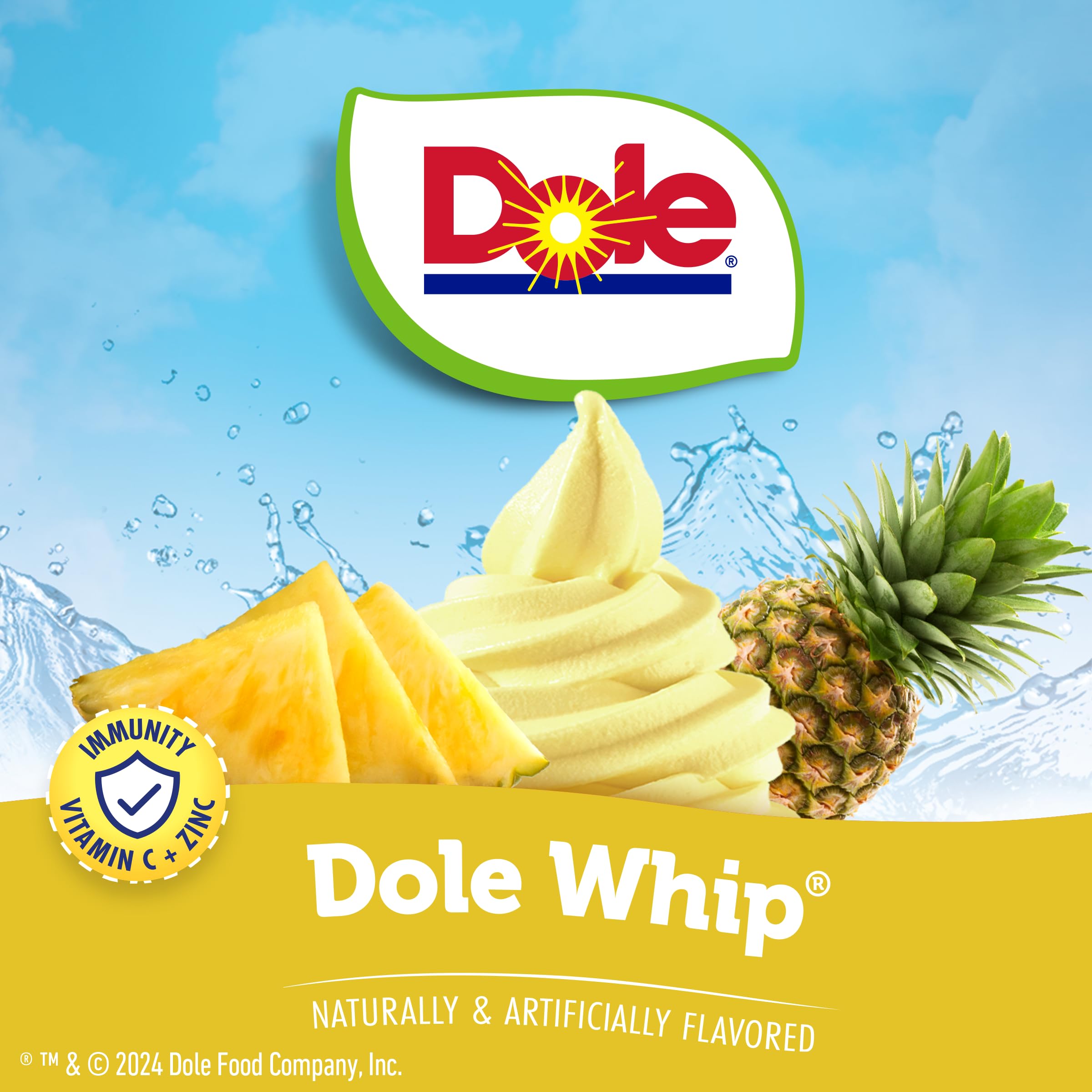 Juicy Mixes Dole Pineapple Whip four-pack display shows value.