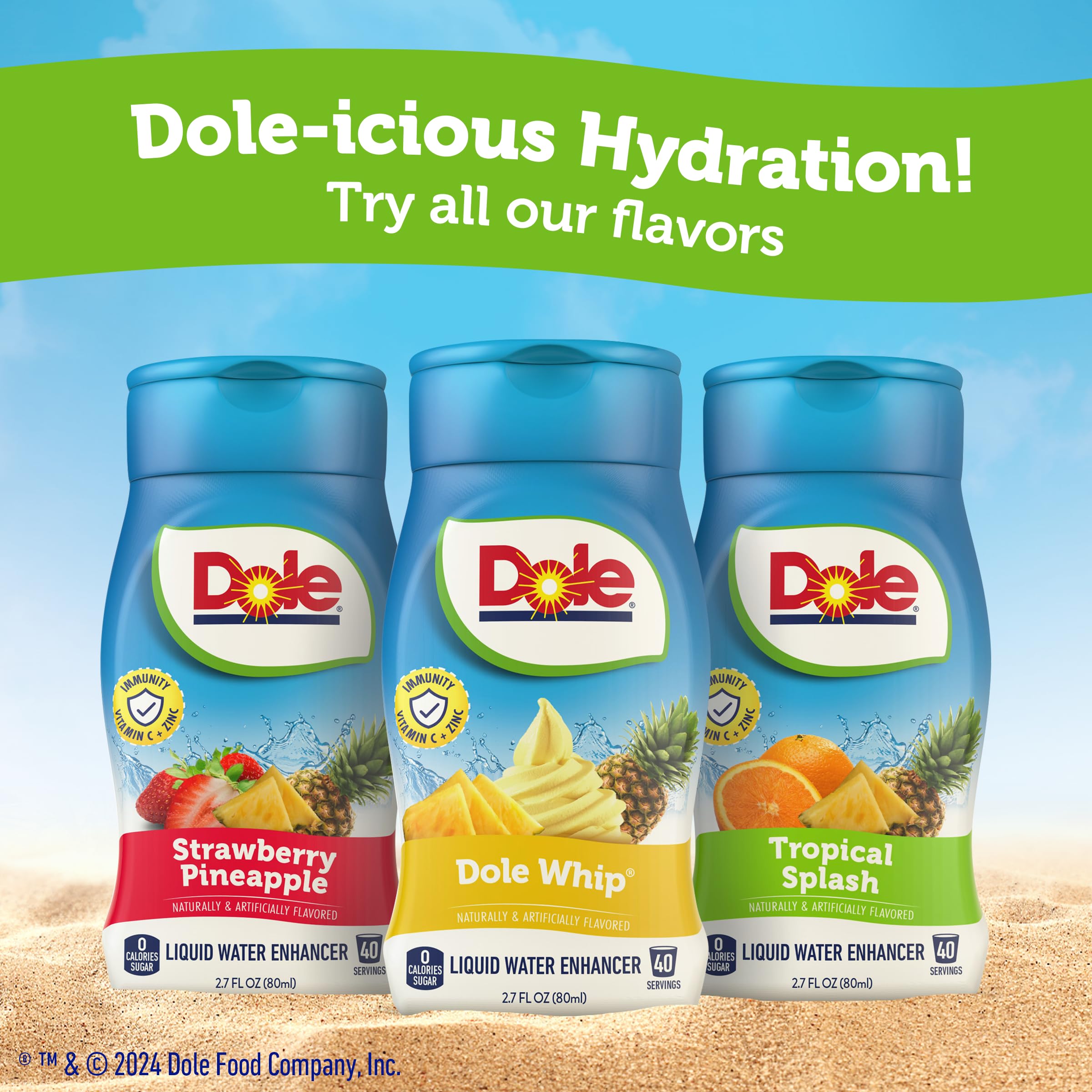 Juicy Mixes Dole Pineapple Whip refreshing pineapple flavor over ice.
