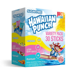 Juicy Mixes Hawaiian Punch Drink Mix variety pack for refreshing, sugar-conscious beverages.