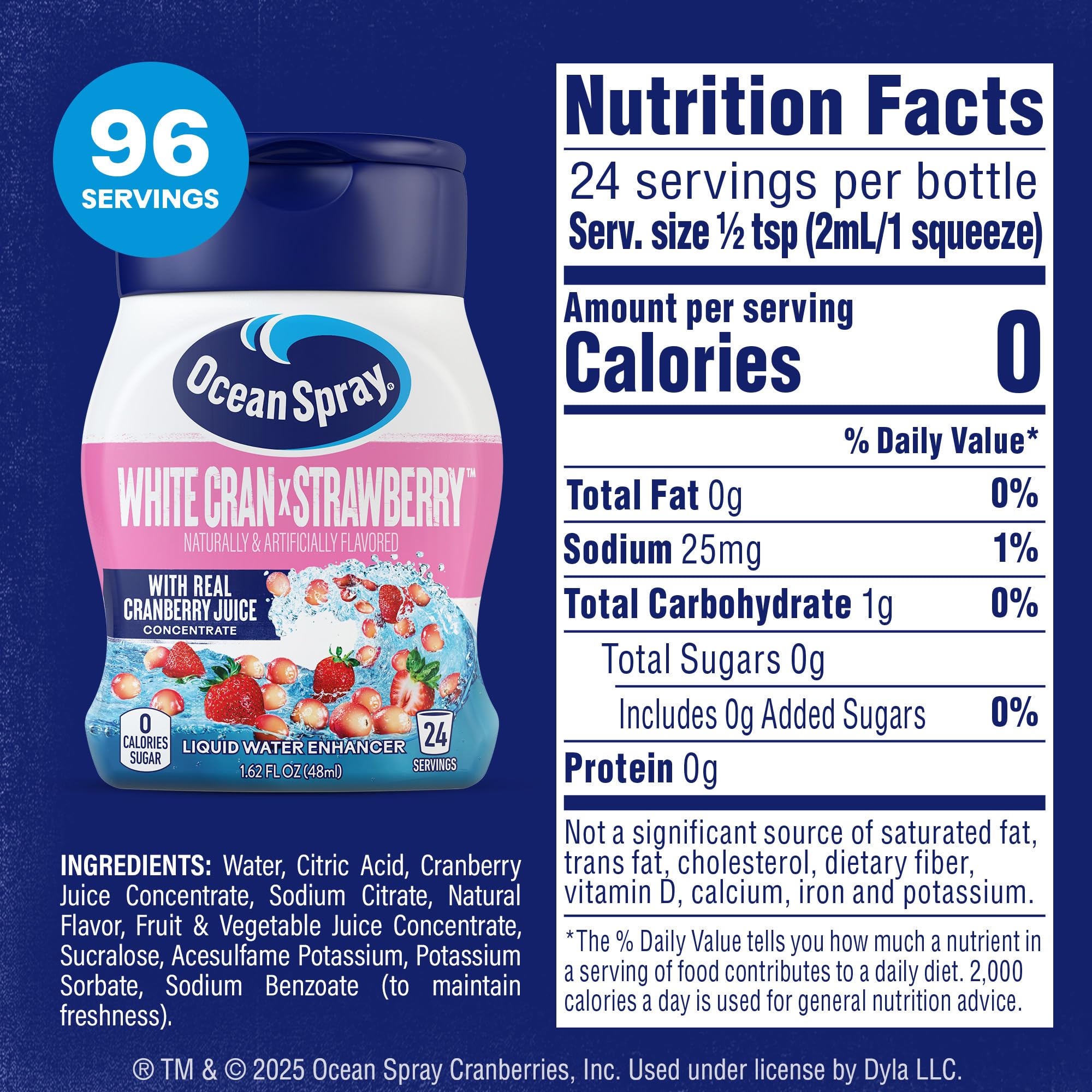 Juicy Mixes Ocean Spray White Cran-Strawberry cap close-up showing flavor-ready bottle