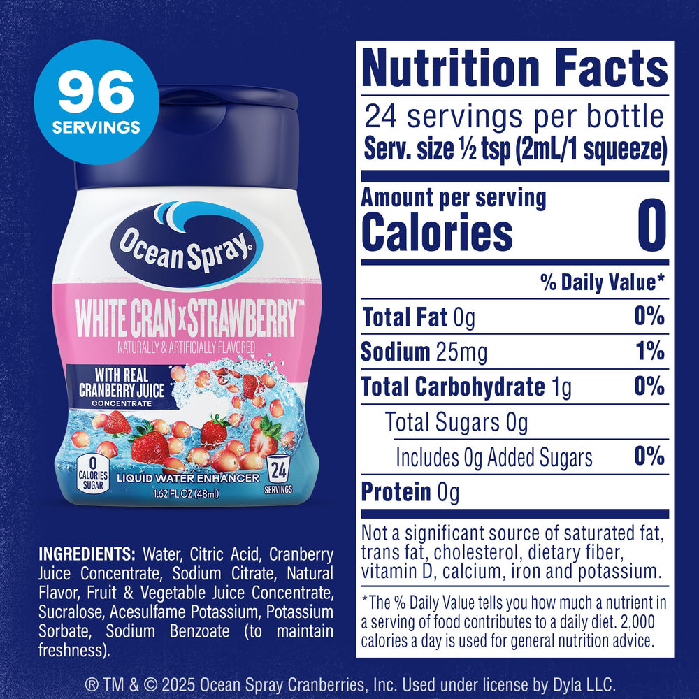 Juicy Mixes Ocean Spray White Cran-Strawberry cap close-up showing flavor-ready bottle