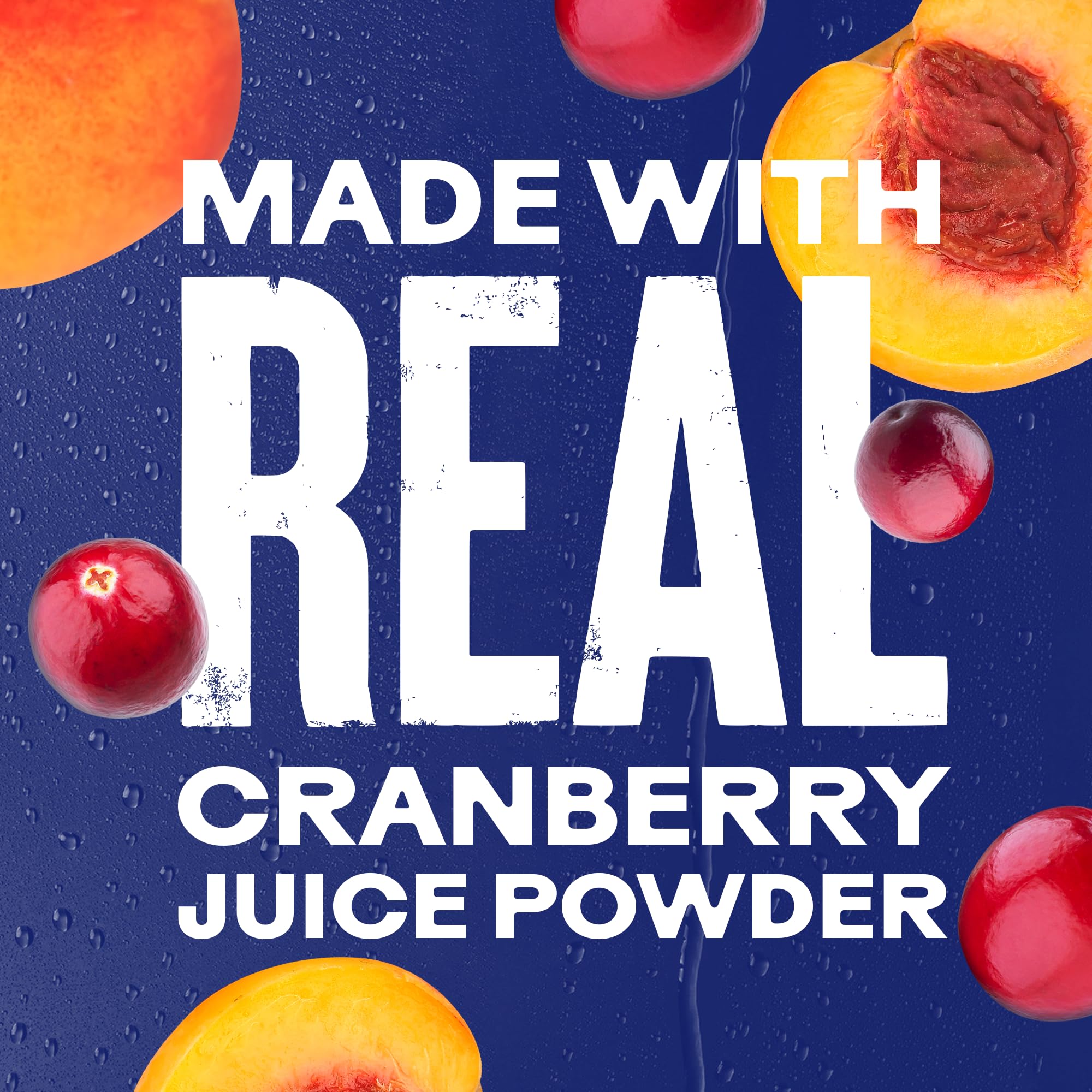 Juicy Mixes Ocean Spray White Cran-Peach ingredients with real cranberry powder.