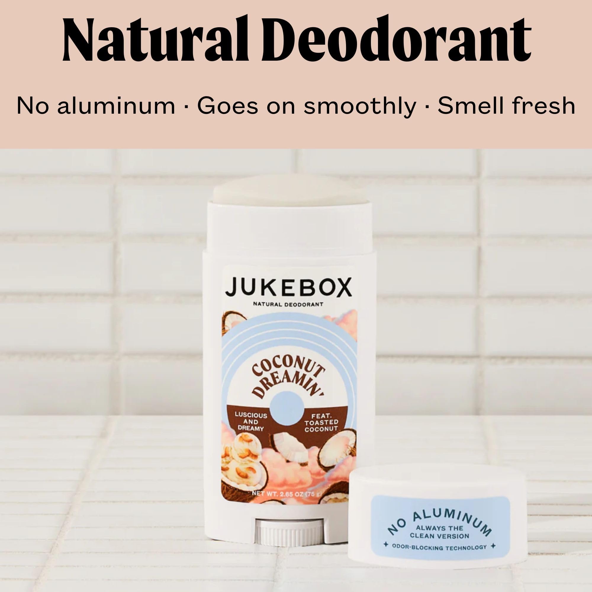 JUKEBOX aluminum-free formula with baking soda-free ingredients for gentle application.
