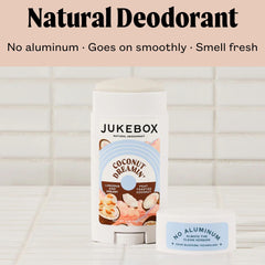 JUKEBOX aluminum-free formula with baking soda-free ingredients for gentle application.