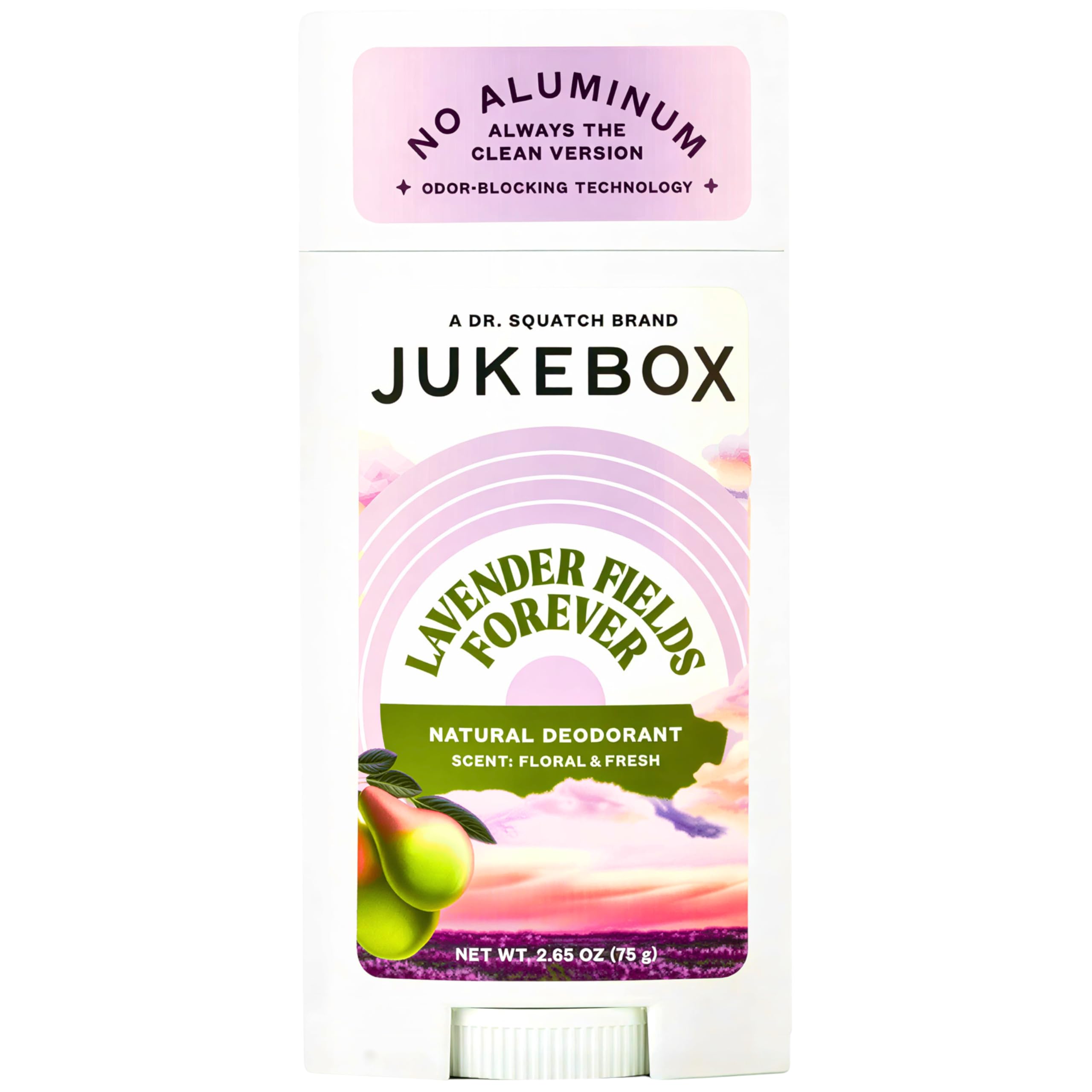 JUKEBOX Lavender Fields Forever deodorant packaging showcases premium scent