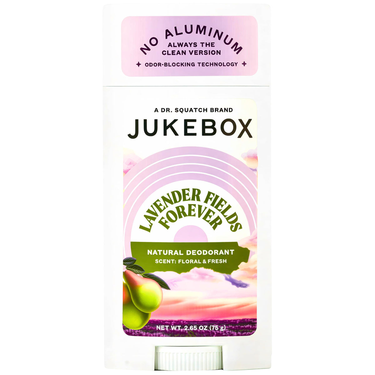JUKEBOX Lavender Fields Forever deodorant packaging showcases premium scent