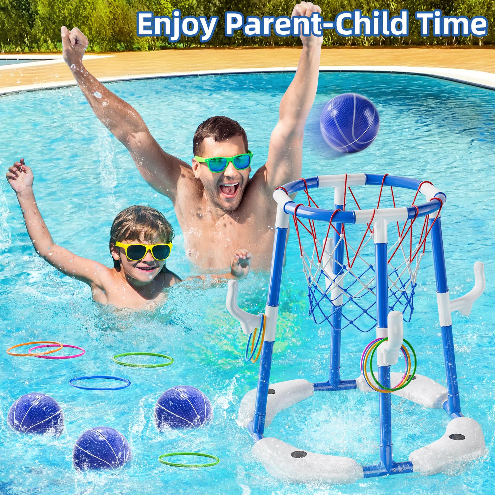 JUKUDAHU poolside setup showing easy-fast assembly for instant fun.