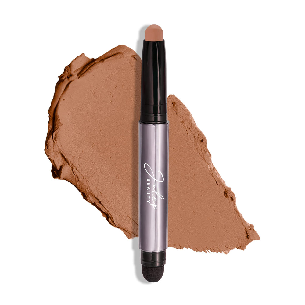 Julep Eyeshadow 101 Hazelnut Matte swatch shows creamy-to-powder finish for quick daily color.