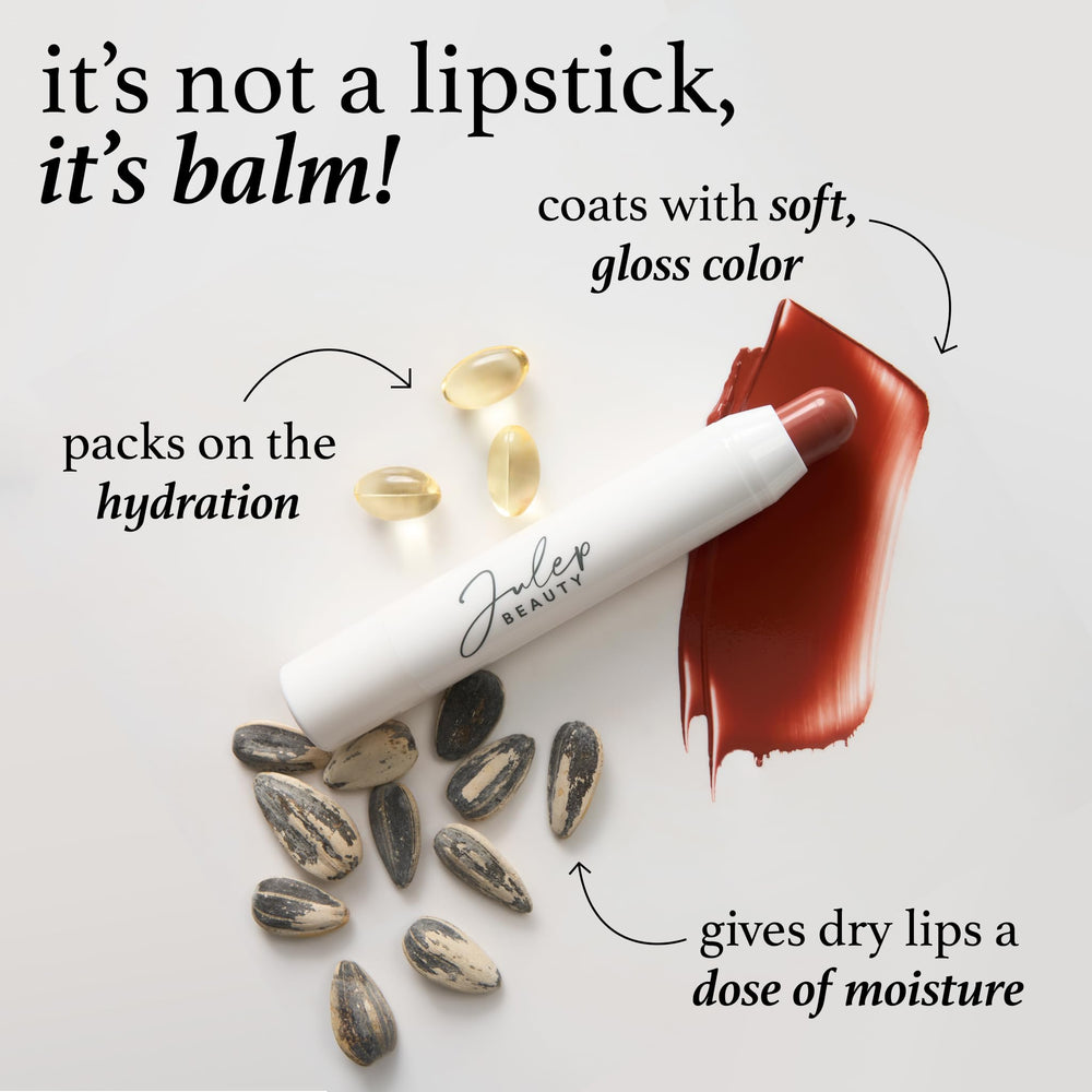 Julep It's Balm Tint day-to-night use scenario with quick touch-ups.