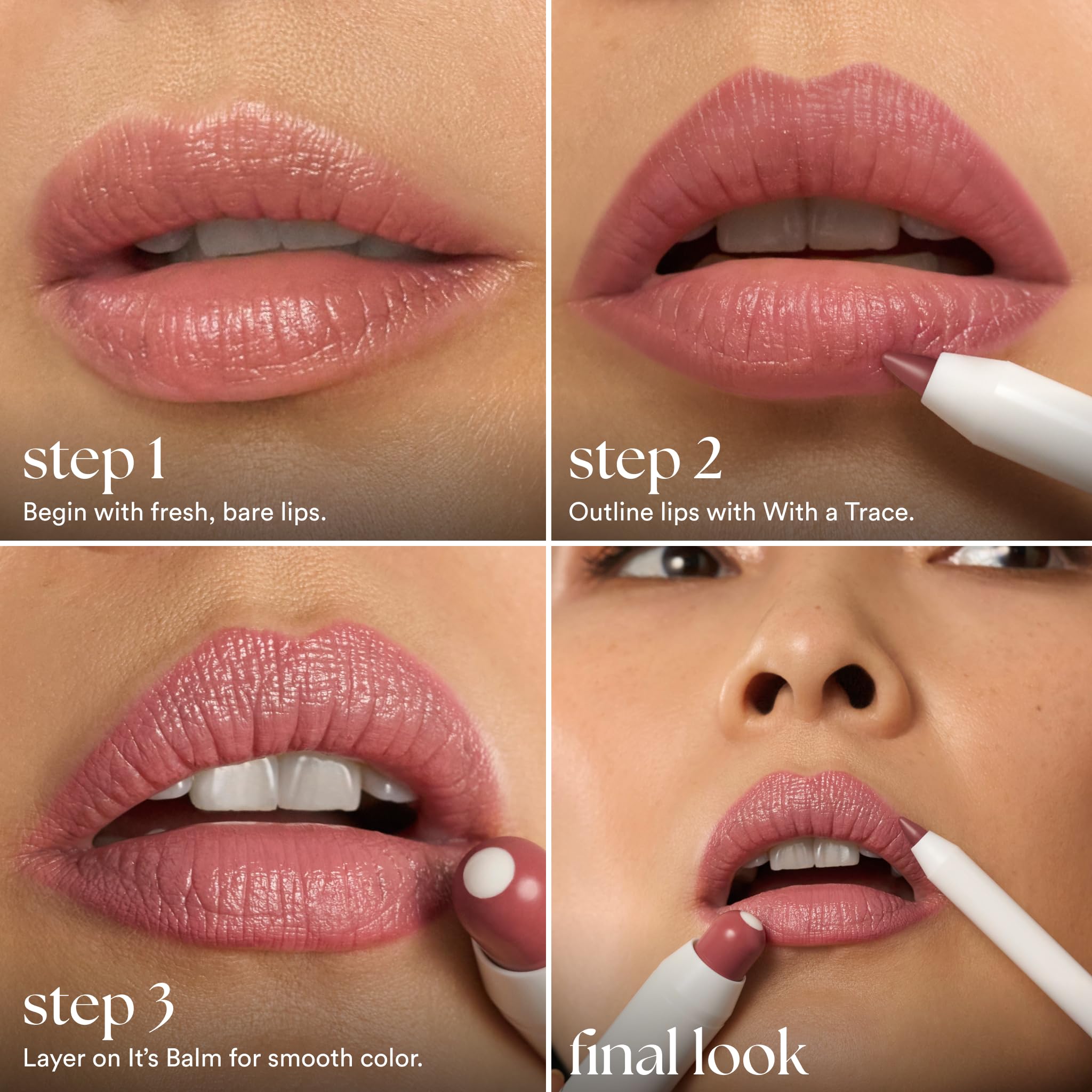 Julep It's Balm Tint neutral shade swatch on lips showcases natural gloss.