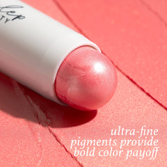 Julep Skip The Brush Golden Guava lip swatch shows matching color for a monochrome vibe.