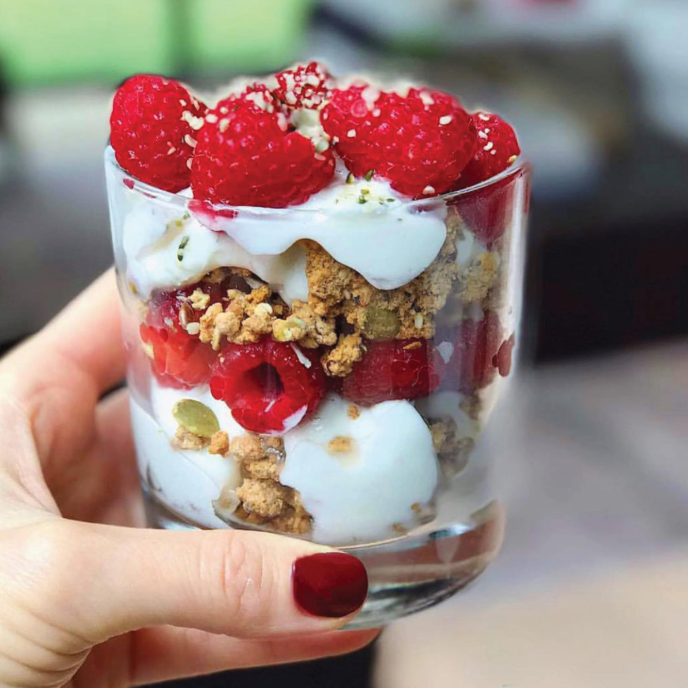 Julian Bakery ProGranola Vanilla Cinnamon bag on kitchen counter for pantry storage
