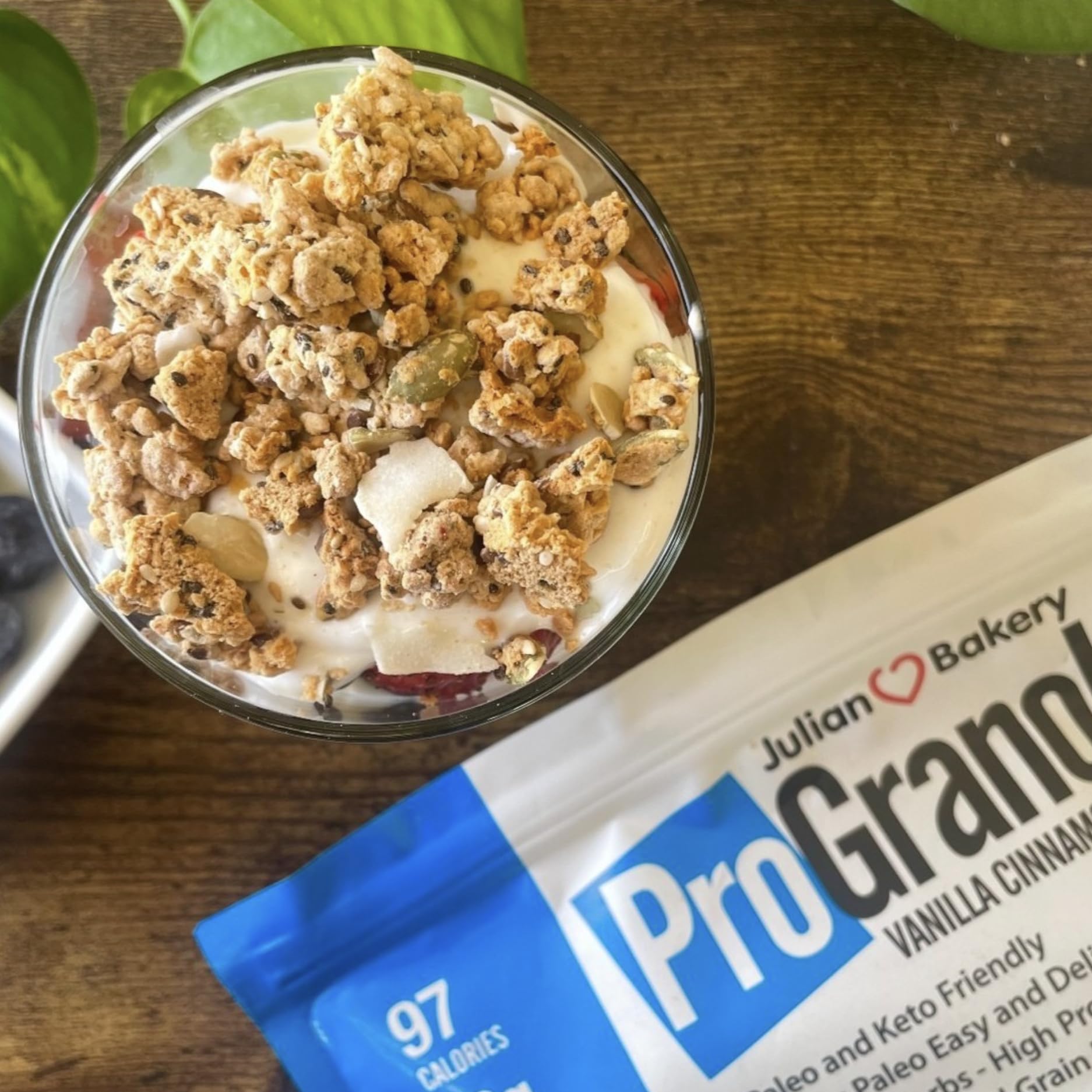 Julian Bakery ProGranola Vanilla Cinnamon spoonful shows creamy texture