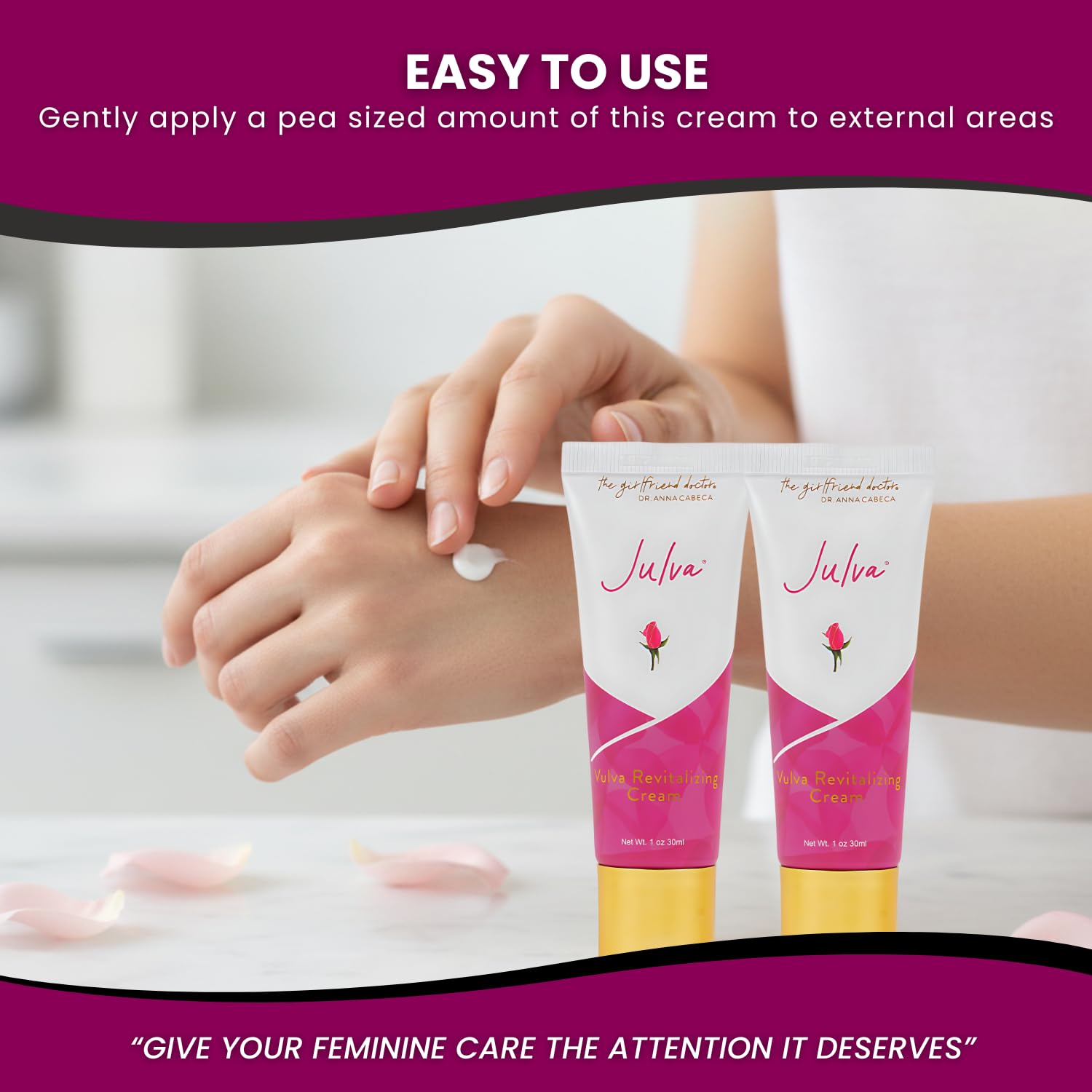 Healthy intimate skin after applying Julva cream