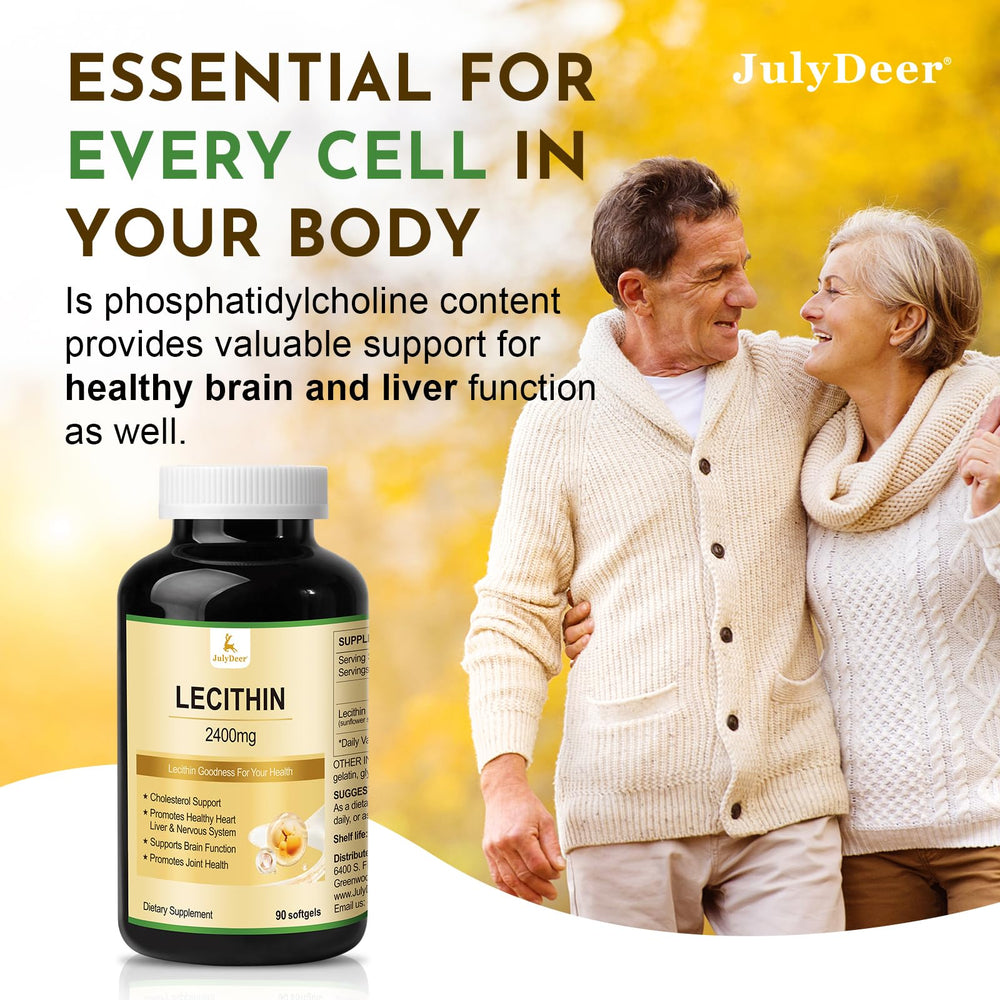 JulyDeer sunflower lecithin 90 softgels pack for easy daily use.
