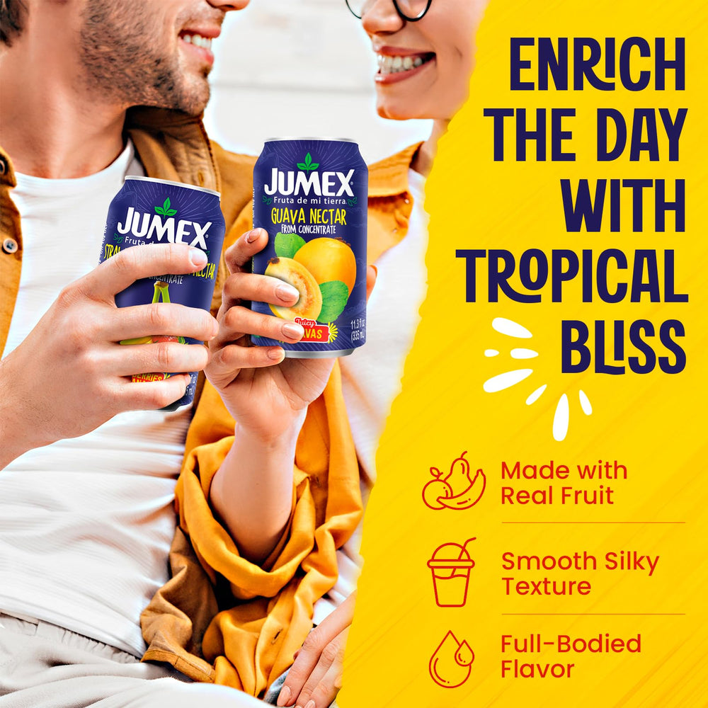 Close-up of Jumex fruit purée texture, rich and inviting